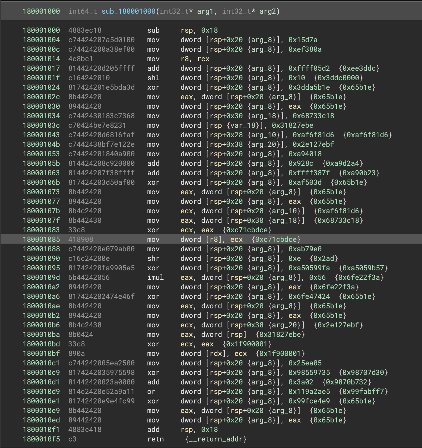unmodified disassembly